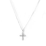 Collar cruz punto de luz con cristal de plata 925 con cadena veneciana 