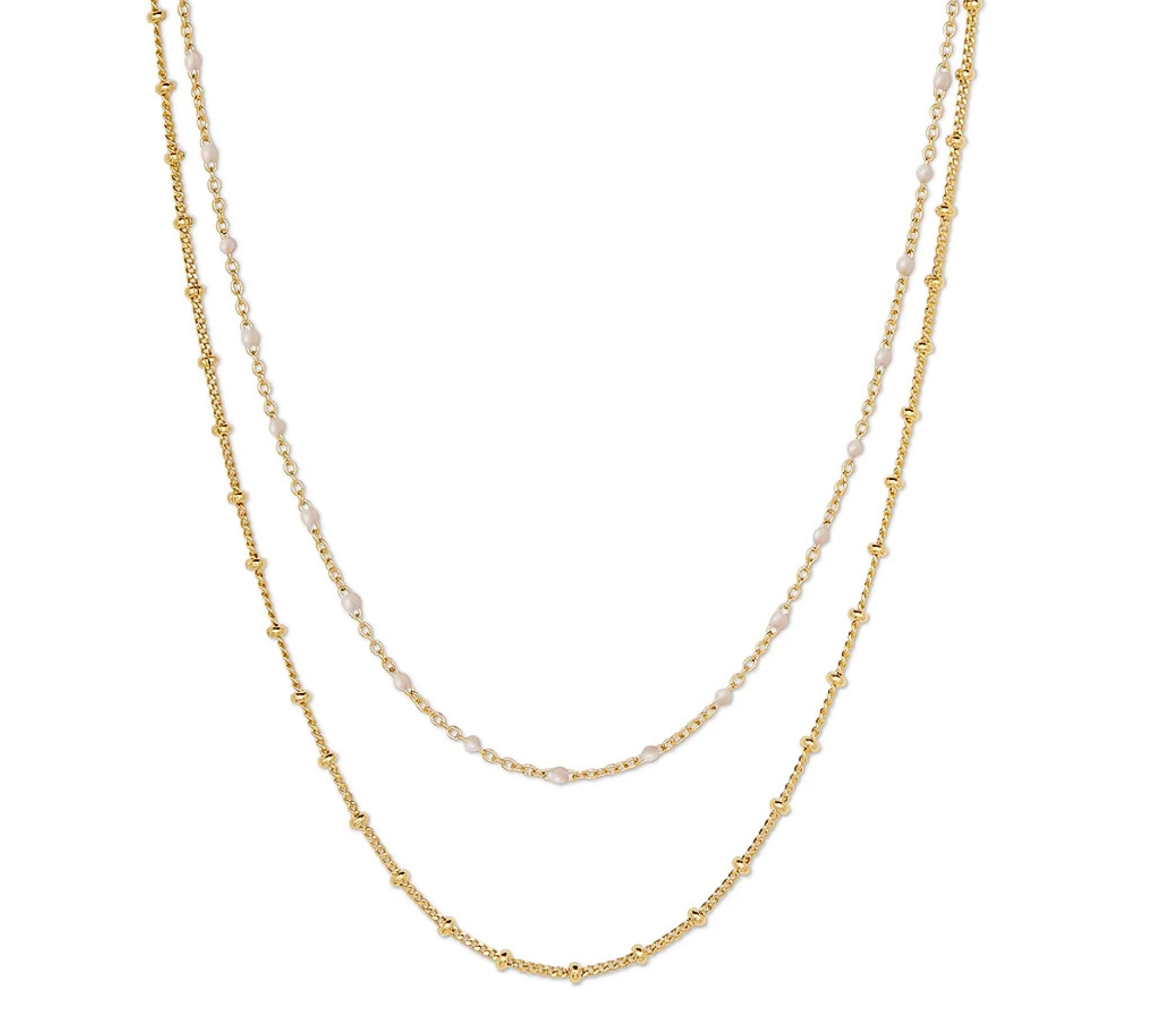 Collar Capri doble ivory enamel enchapado en oro de 18K AMBAR Joyería Fina