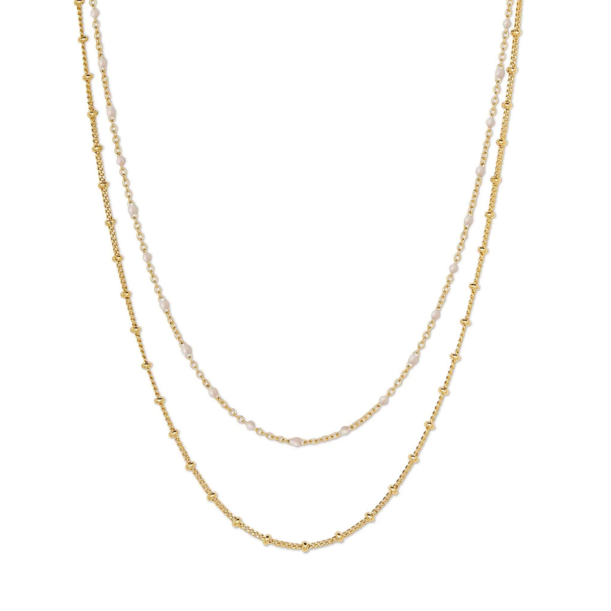Collar Capri doble ivory enamel enchapado en oro de 18K AMBAR Joyería Fina