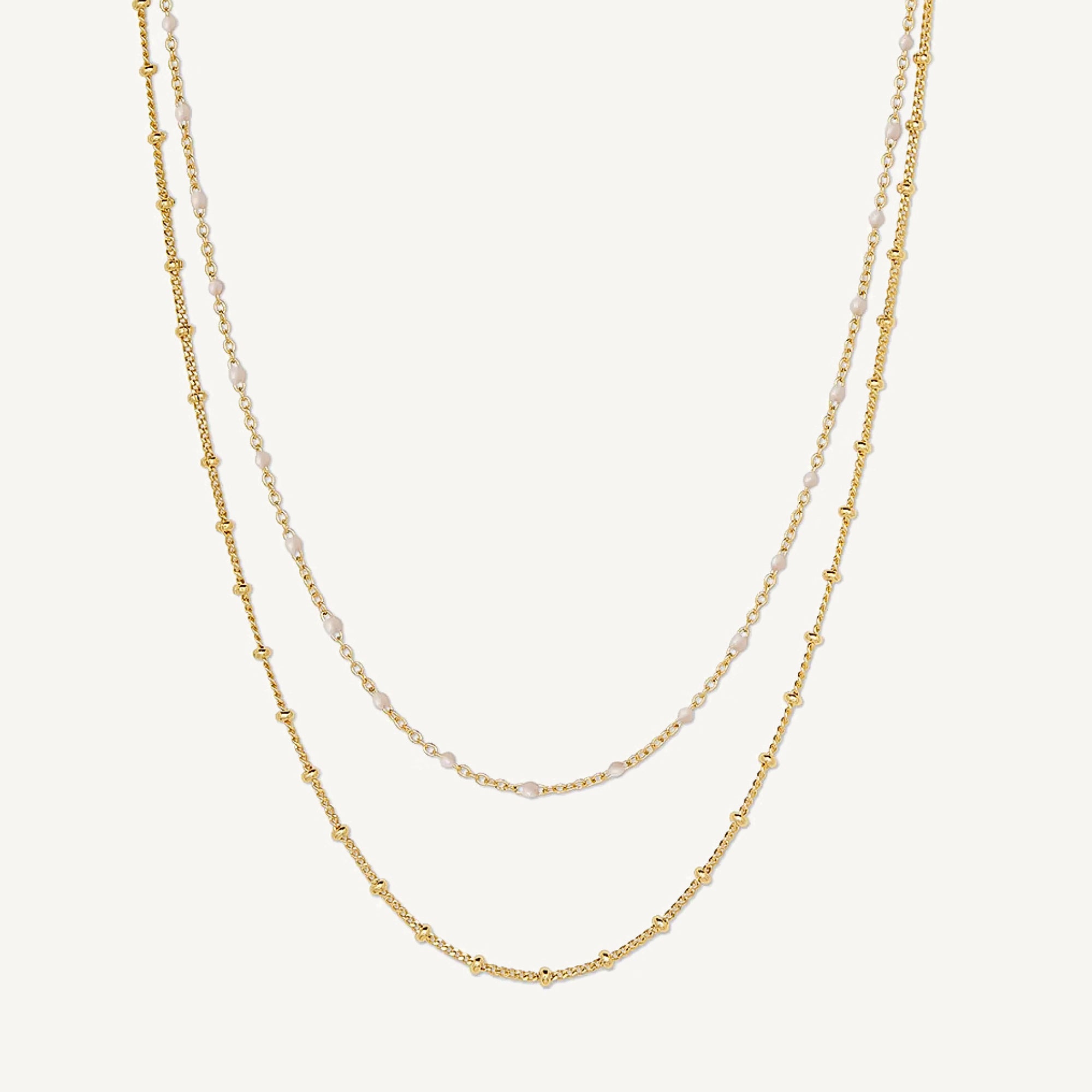 Collar Capri doble ivory enamel enchapado en oro de 18K AMBAR Joyería Fina