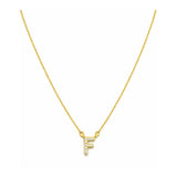 Collar con Inicial F de plata 925 enchapada en Oro 18k y circonitas brillantes.