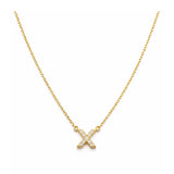 Collar con Inicial X de plata 925 enchapada en Oro 18k y circonitas brillantes.