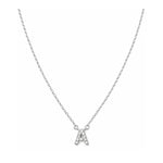 Collar con Inicial A de plata 925 enchapada en rodio y circonitas brillantes.