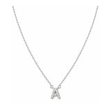 Collar con Inicial A de plata 925 enchapada en rodio y circonitas brillantes.