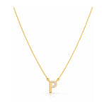 Collar con Inicial P de plata 925 enchapada en Oro 18k y circonitas brillantes.