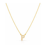 Collar con Inicial P de plata 925 enchapada en Oro 18k y circonitas brillantes.