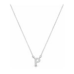 Collar con Inicial P de plata 925 enchapada en rodio y circonitas 