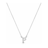 Collar con Inicial P de plata 925 enchapada en rodio y circonitas 