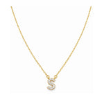 Collar con Inicial S de plata 925 enchapada en oro 18k y circonitas brillantes.