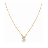 Collar con Inicial S de plata 925 enchapada en oro 18k y circonitas brillantes.