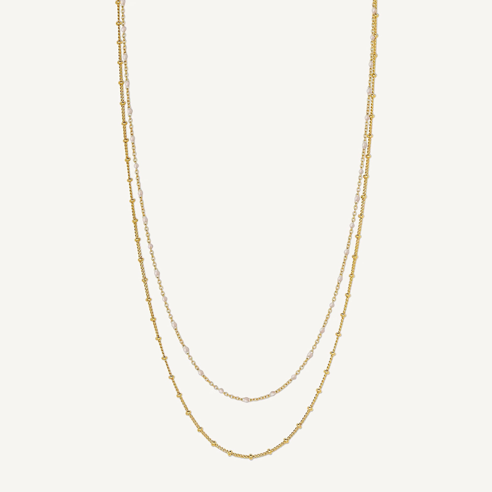 Collar Capri doble ivory enamel enchapado en oro de 18K AMBAR Joyería Fina
