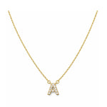 Collar con Inicial A de plata 925 enchapada en Oro 18k y circonitas brillantes.