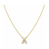 Collar con Inicial A de plata 925 enchapada en Oro 18k y circonitas brillantes.