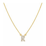 Collar con Inicial R de plata 925 enchapada en Oro 18k y circonitas brillantes.