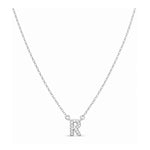 Collar con Inicial R de plata 925 enchapada en rodio y circonitas brillantes.