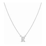 Collar con Inicial R de plata 925 enchapada en rodio y circonitas brillantes.