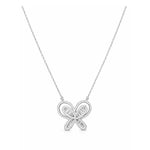 Collar Bally de plata 925 con dije de mariposa enchapado en rodio y circonitas baguette.