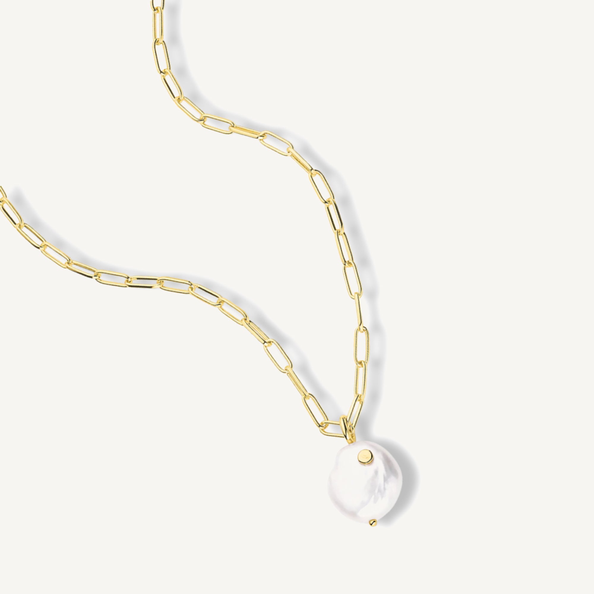 Collar Nua Eslabonado Con Perla Trendy enchapado en oro de 18K de AMBAR Joyería Fina