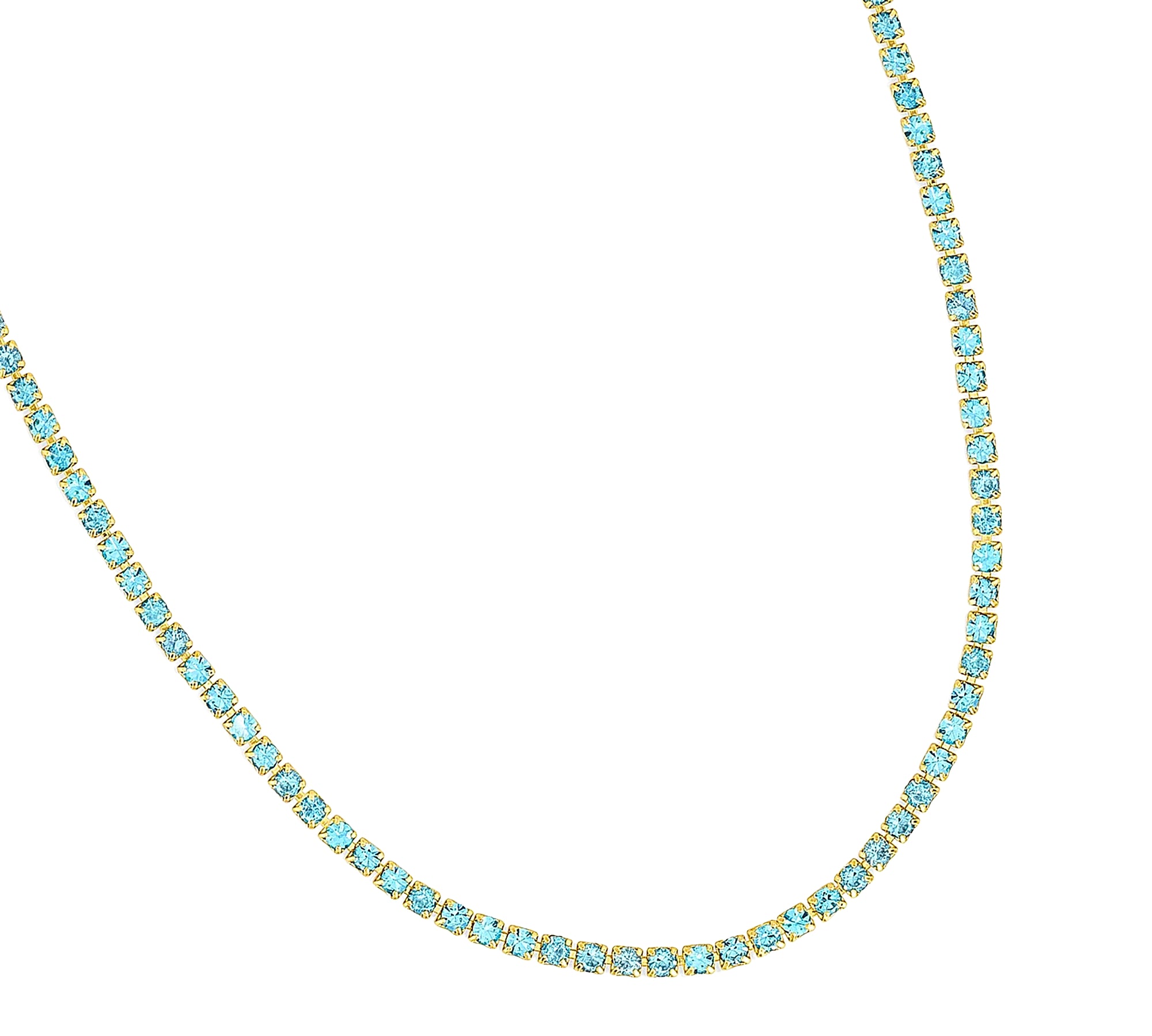 Collar tennis lexi de cristal color celeste enchapado en oro 18k de AMBAR joyería fina