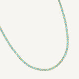 Collar tennis lexi de cristal color celeste enchapado en oro 18k de AMBAR joyería fina