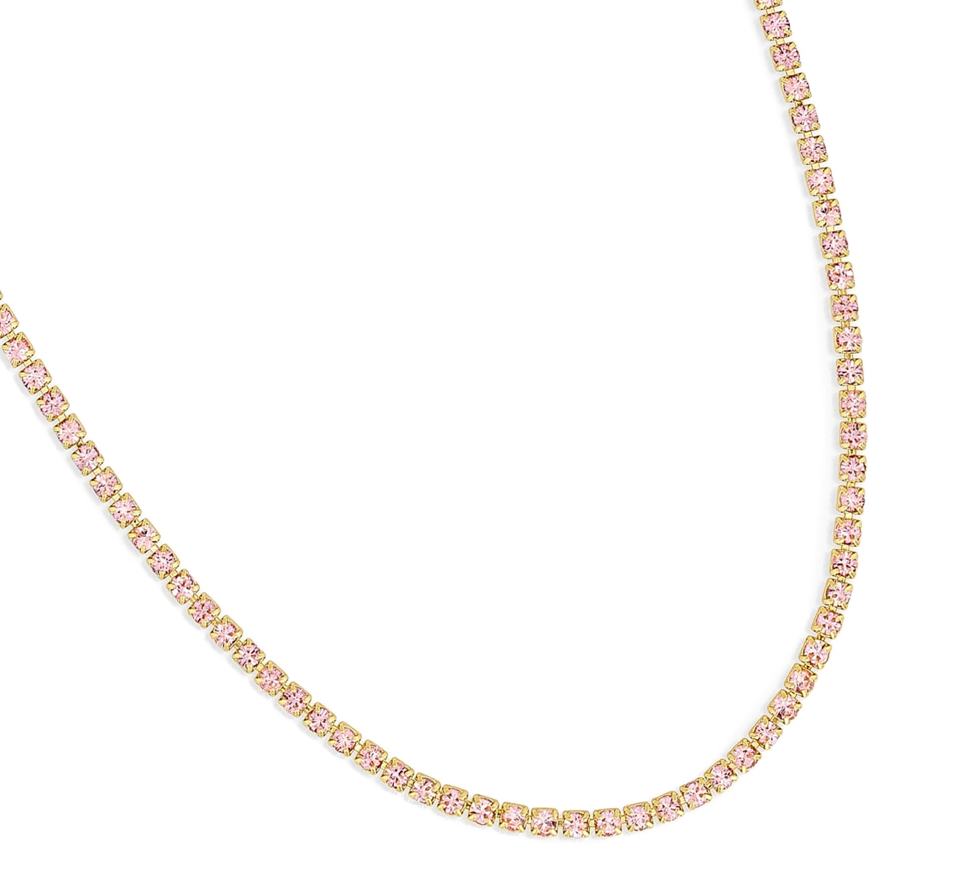 Collar tennis de cristal color blush enchapado en oro 18k de AMBAR joyería fina