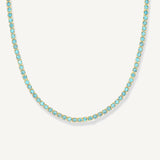 Collar tennis de cristal celeste enchapado en oro 18k de AMBAR joyería fina