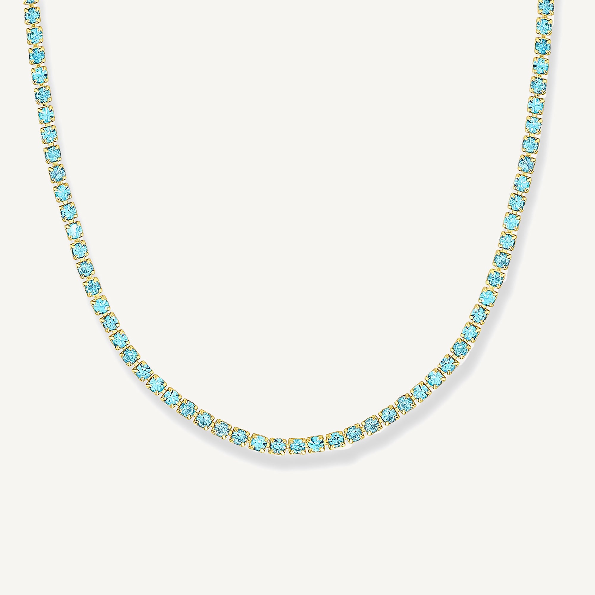 Collar tennis de cristal celeste enchapado en oro 18k de AMBAR joyería fina