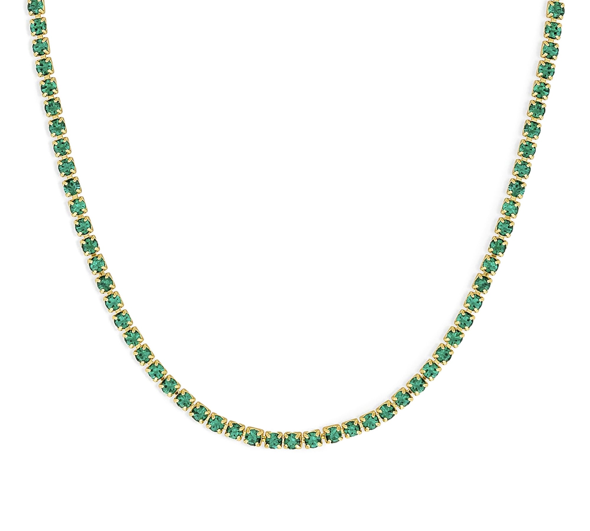 Collar tennis lexi de cristal verde esmeralda enchapado en oro 18k de AMBAR joyería fina