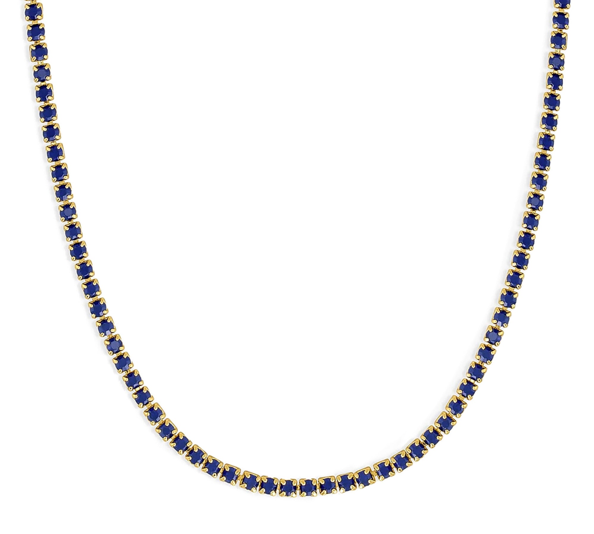 Collar tennis de cristal azul indigo enchapado en oro 18k de AMBAR joyería fina