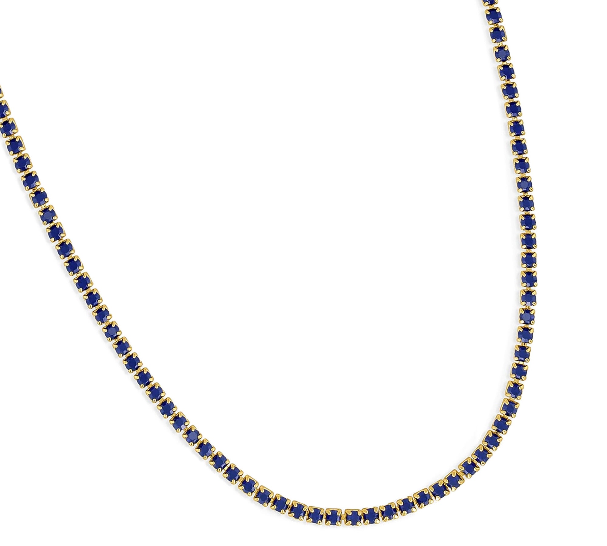 Collar tennis de cristal azul indigo enchapado en oro 18k de AMBAR joyería fina