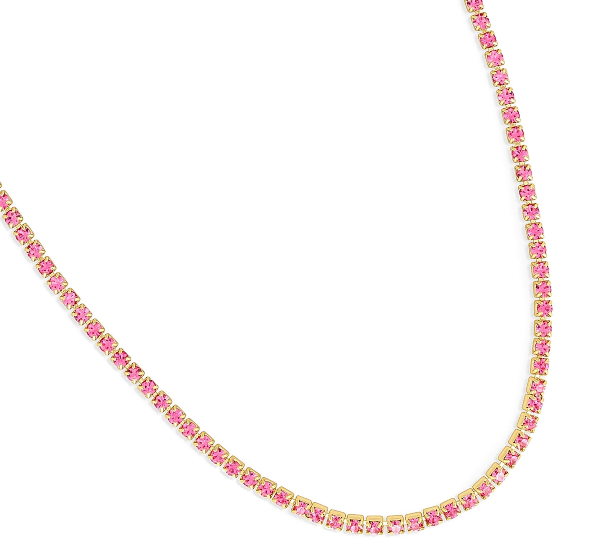 Collar tennis de cristal rosa enchapado en oro 18k de AMBAR joyería fina