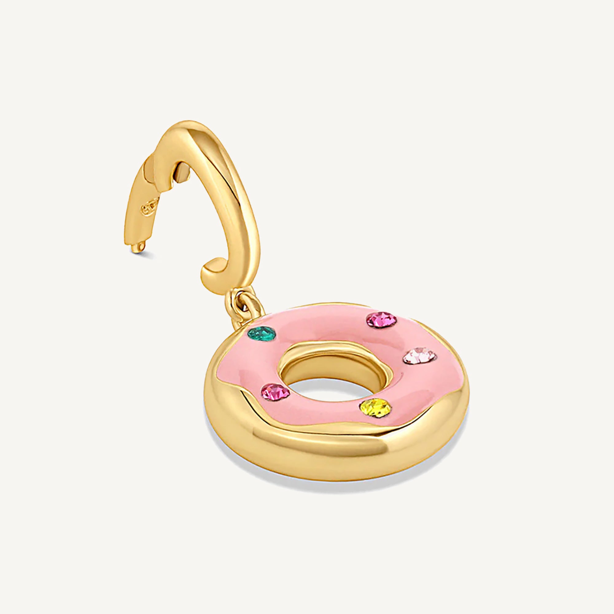 dije donut color rosa con cristales enchapado en oro de AMBAR joyería fina