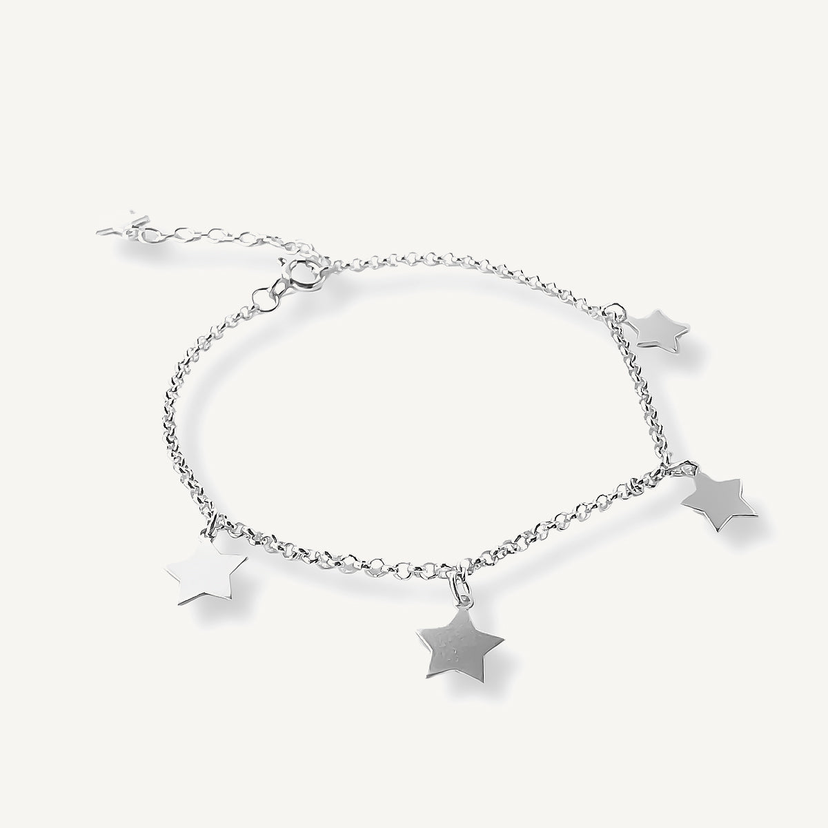 pulsera de 4 estrellitas colgantes elaboradas en plata 925 para AMBAR joyería