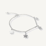 pulsera de 4 estrellitas colgantes elaboradas en plata 925 para AMBAR joyería