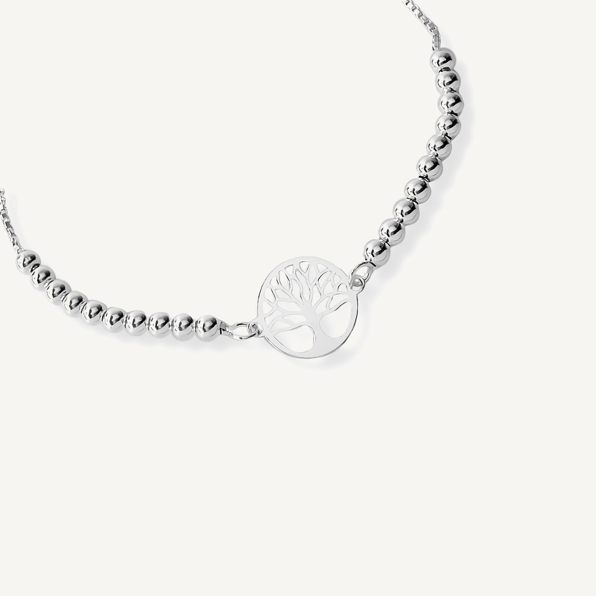 pulsera arbol de la vida al detalle con sistema regulable elaborada en plata 925 de AMBAR Joyería Fina