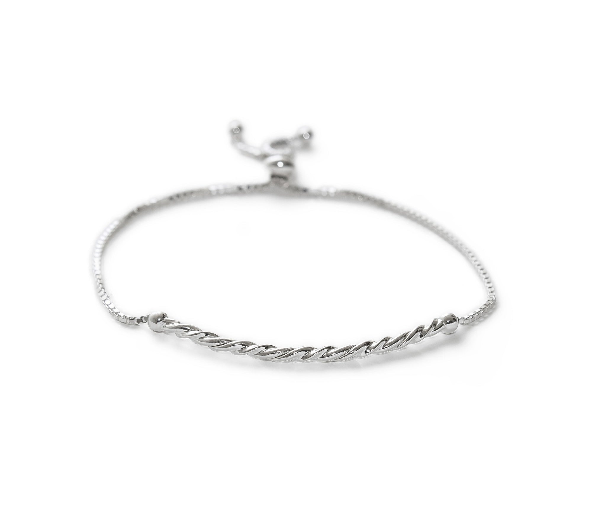 pulsera barrita cordon con sitema regulable elaborada en plata 925 de AMBAR Joyería Fina