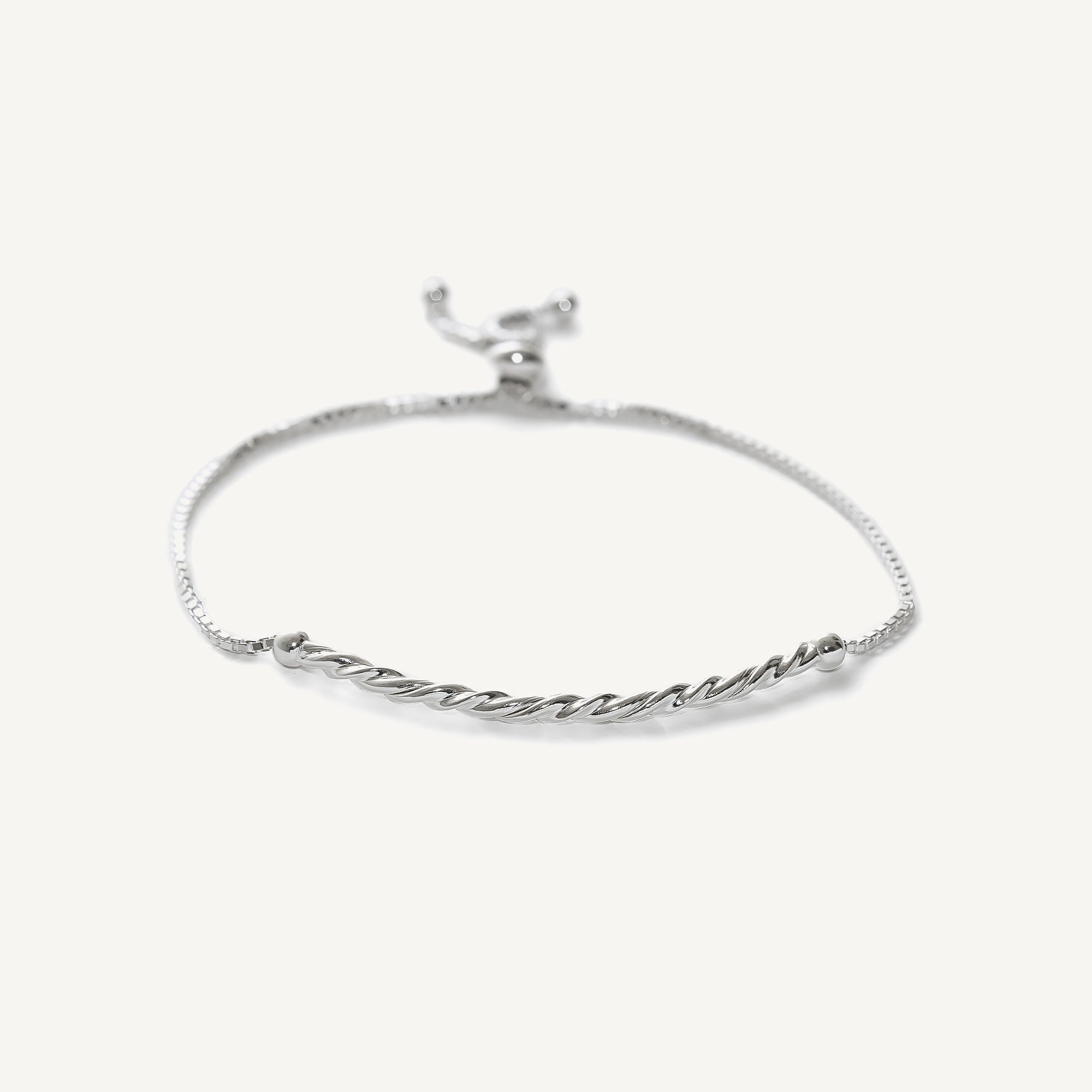 pulsera barrita cordon con sitema regulable elaborada en plata 925 de AMBAR Joyería Fina