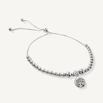 Pulsera anika con dije de punto de luz cristal con sistema regulable elaborado en plata 925 por AMBAR joyería 