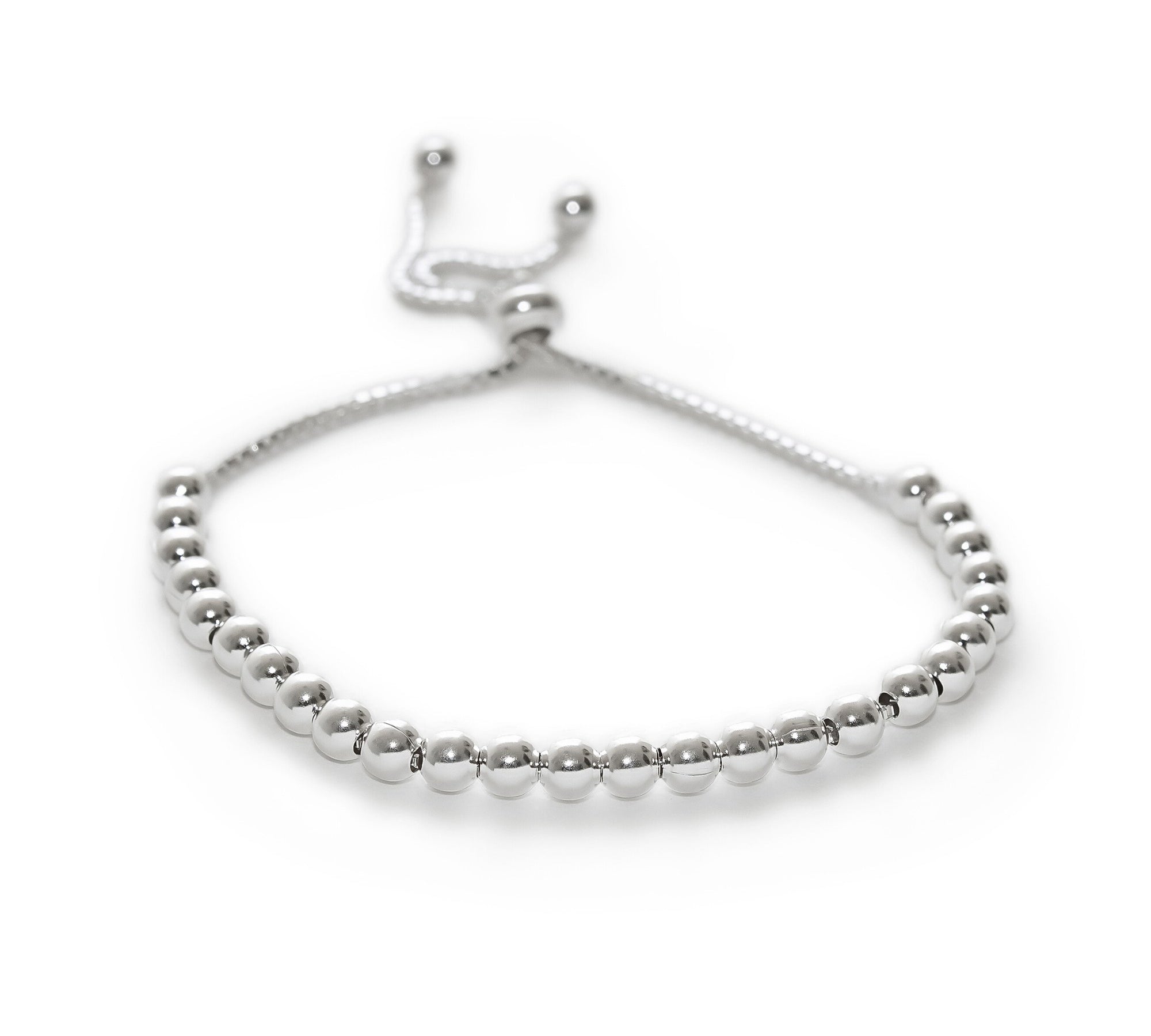 pulsera Anika con bolitas y sistema regulable elaborada en plata 925 de AMBAR Joyería Fina
