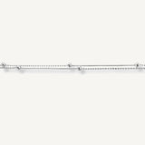 pulsera satélite de doble cadenas con bolitas  de cerca elaborada en plata 925 para AMBAR joyería