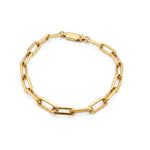 Pulsera Link Vanguard de oro laminado para hombre con eslabones rectangulares de 0.6 cm de ancho sobre fondo blanco.