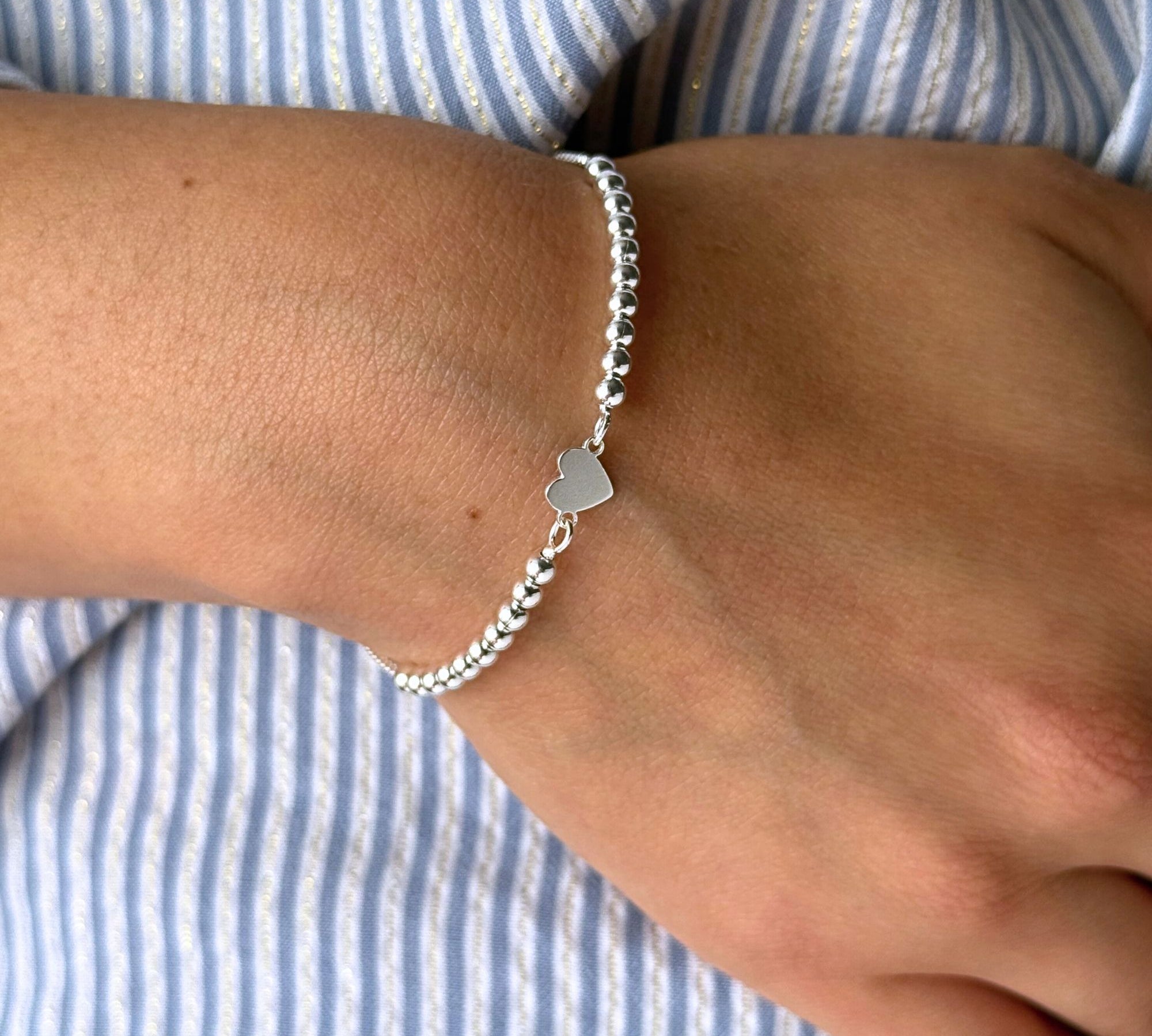 pulsera corazon morela con sistema regulable en modelo elaborada en plata 925 de AMBAR Joyería Fina
