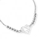 pulsera corazon origami con sistema regulable elaborada en plata 925 de AMBAR Joyería Fina