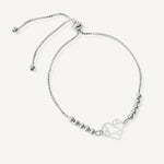 pulsera corazon origami con sistema regulable elaborada en plata 925 de AMBAR Joyería Fina