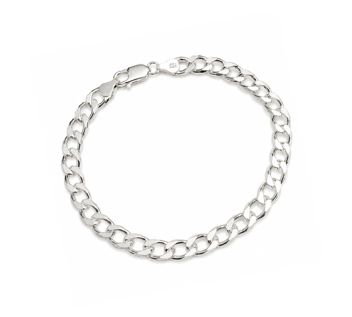 Pulsera Cubana Prime para hombre en plata 925 brillante con eslabones clásicos de AMBAR joyería fina