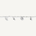 pulsera divertida con dijes de corazon al detalle diseño moderno elaborado en plata 925 de AMBAR joyería