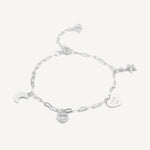 pulsera divertida con dijes de corazon diseño moderno elaborado en plata 925 de AMBAR joyería