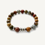 Pulsera Element Grand Alashan con ágata Alashan natural de 10 mm y donas de acero inoxidable.