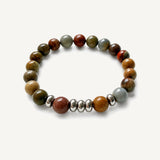 Pulsera Element Grand Alashan con ágata Alashan natural de 10 mm y donas de acero inoxidable.