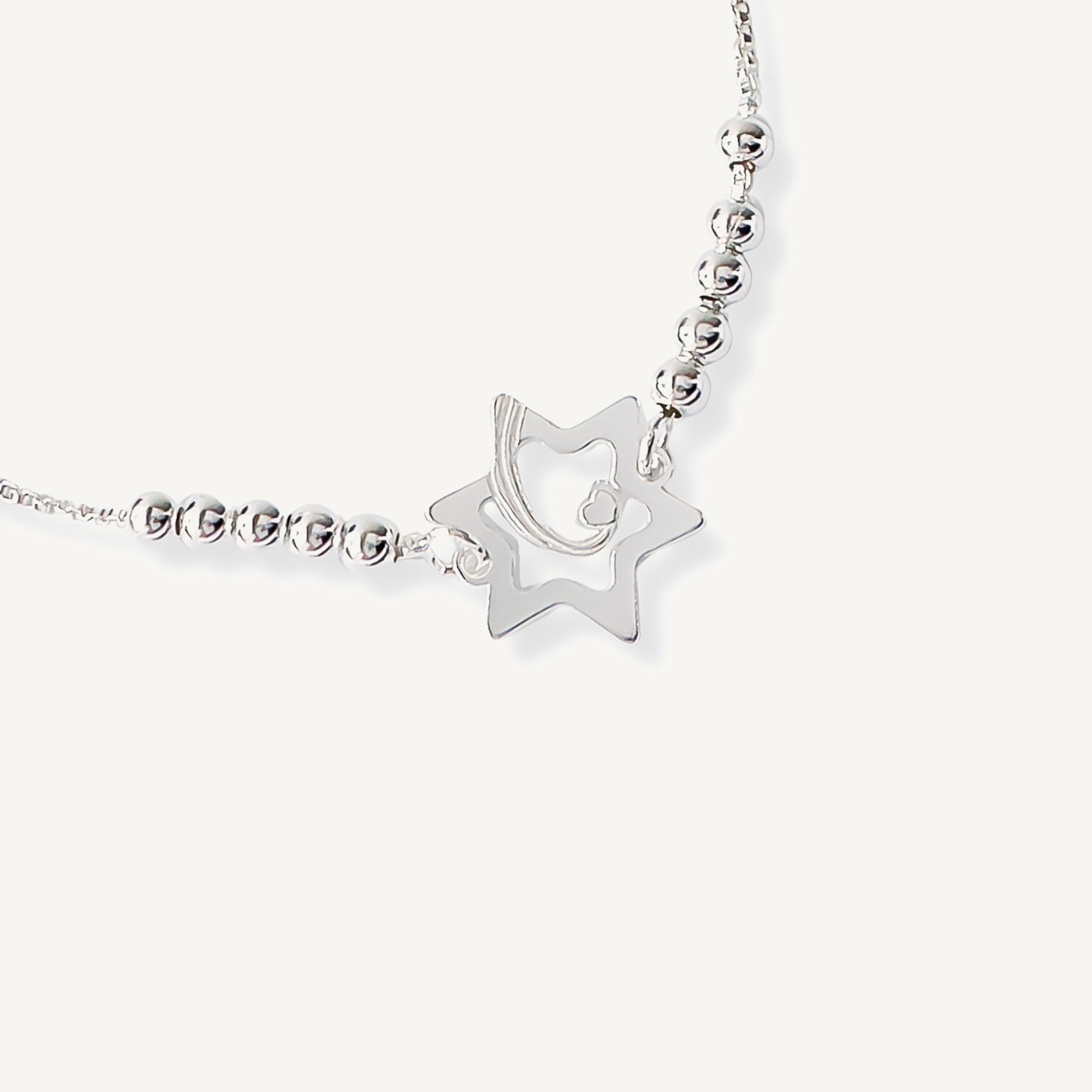 pulsera estrella de amor detalle con sistema regulable elaborada en plata 925 de AMBAR Joyería Fina